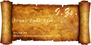 Irsai Zsófia névjegykártya